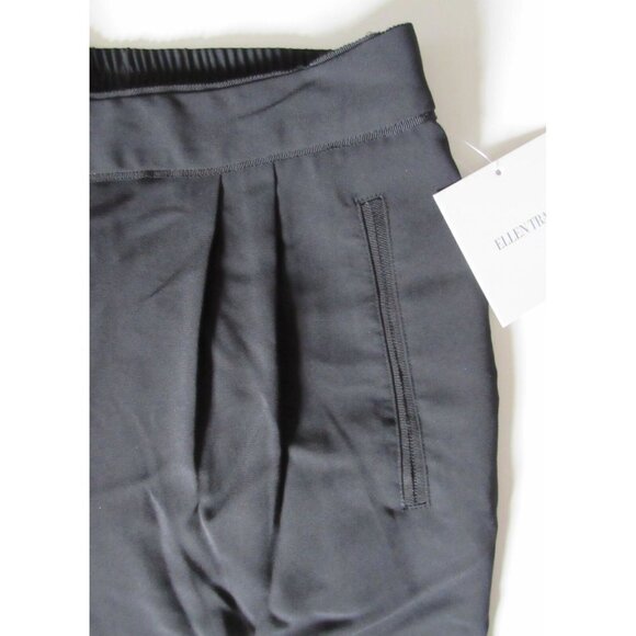 NWT Ellen Tracy Black Soft Fluid Stretch Crepe Pleated Pull-on Crop Pants 10 - Picture 7 of 12